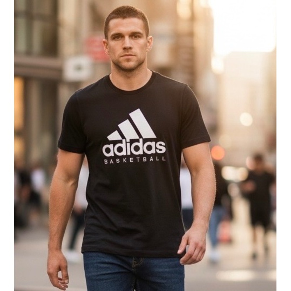 Adidas Basketball Climalite T-Shirt Mens Medium Black White Graphic Tee LogoUsed